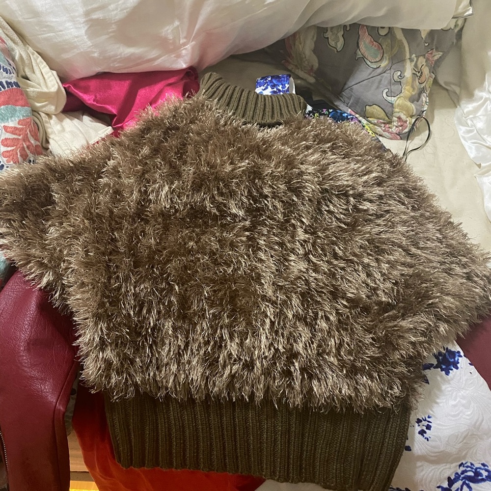 Furry turtleneck